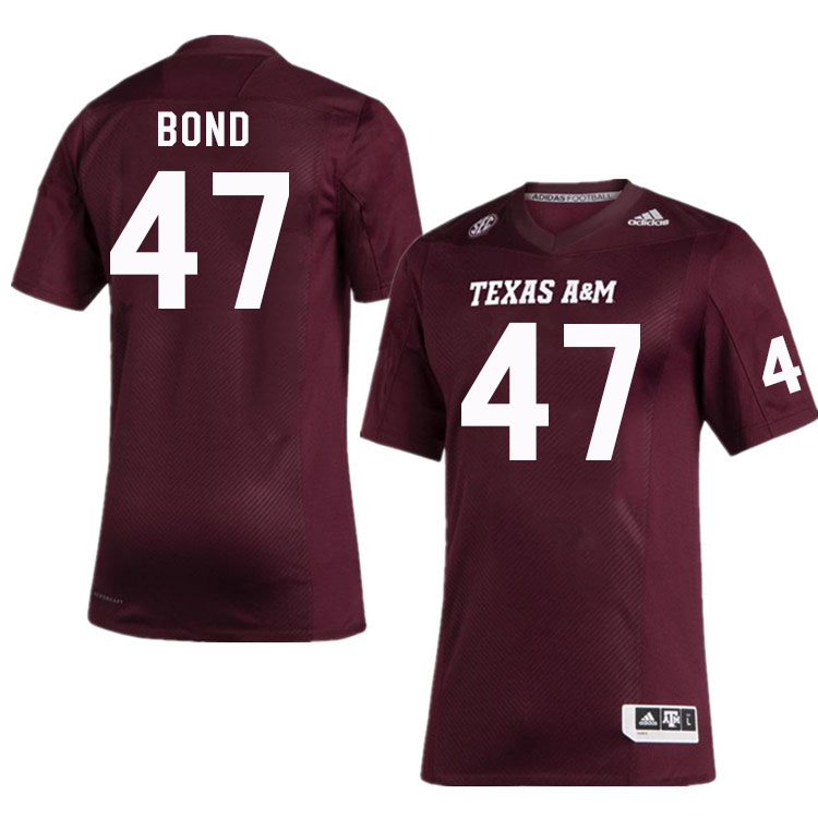 Men #47 Randy Bond Texas A&M Aggies College Football Jerseys Stitched Sale-Maroon